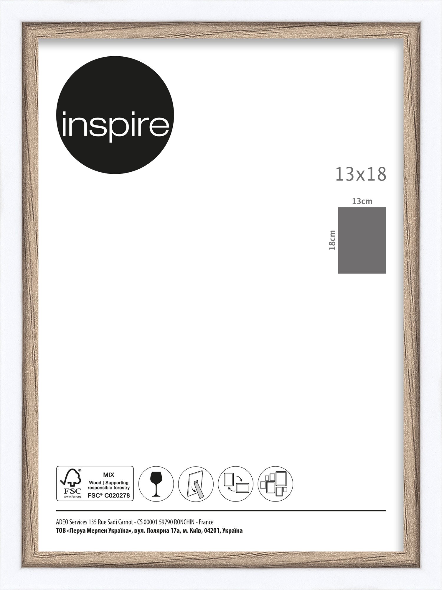 Unika 13x18 frame in white and natural wood