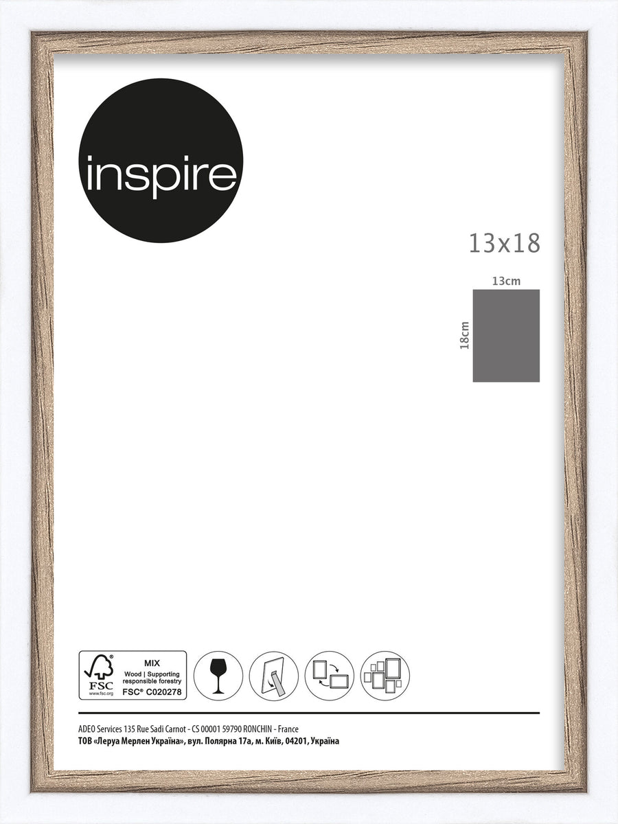 Unika 13x18 frame in white and natural wood