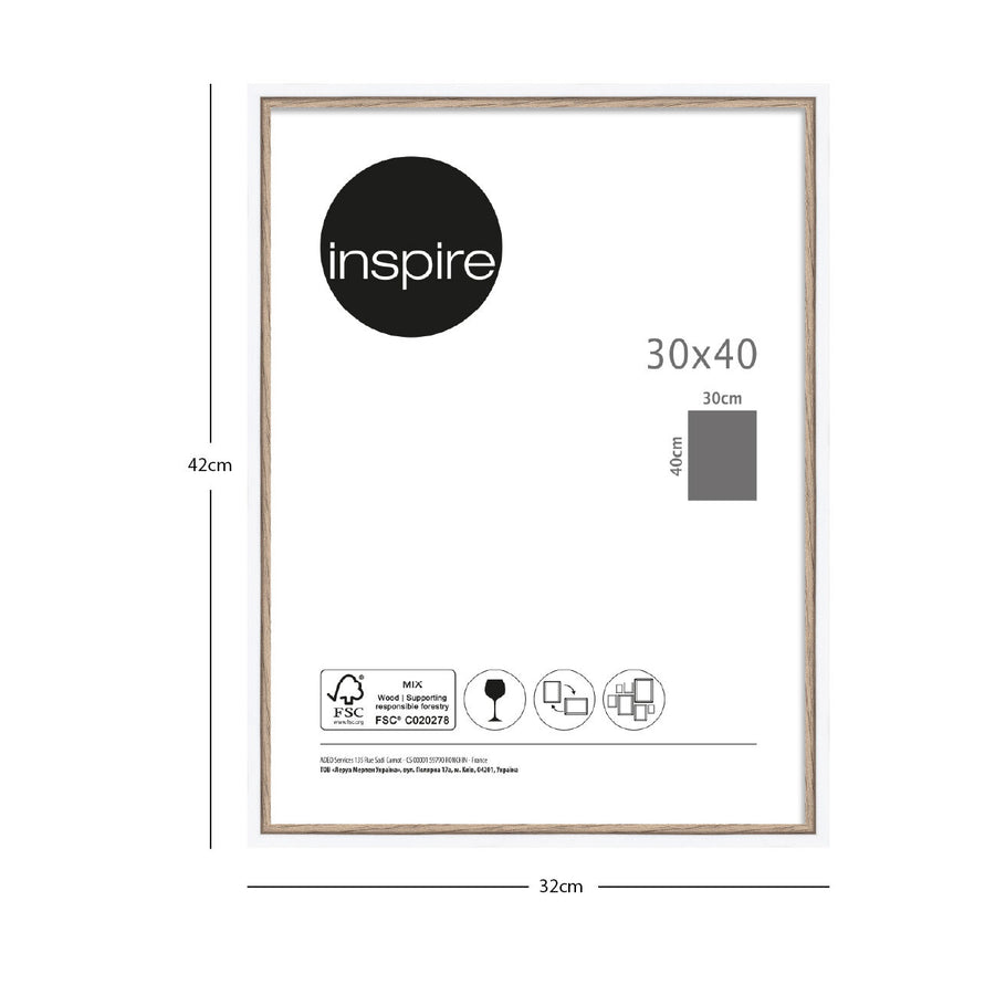 Unika 30x40 picture frame in white and natural wood