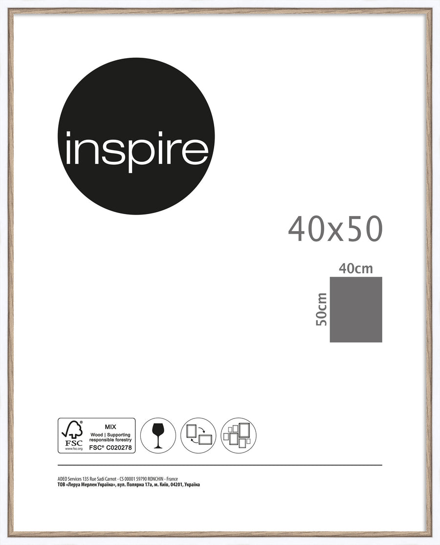 Unika 40x50 frame in white and natural wood