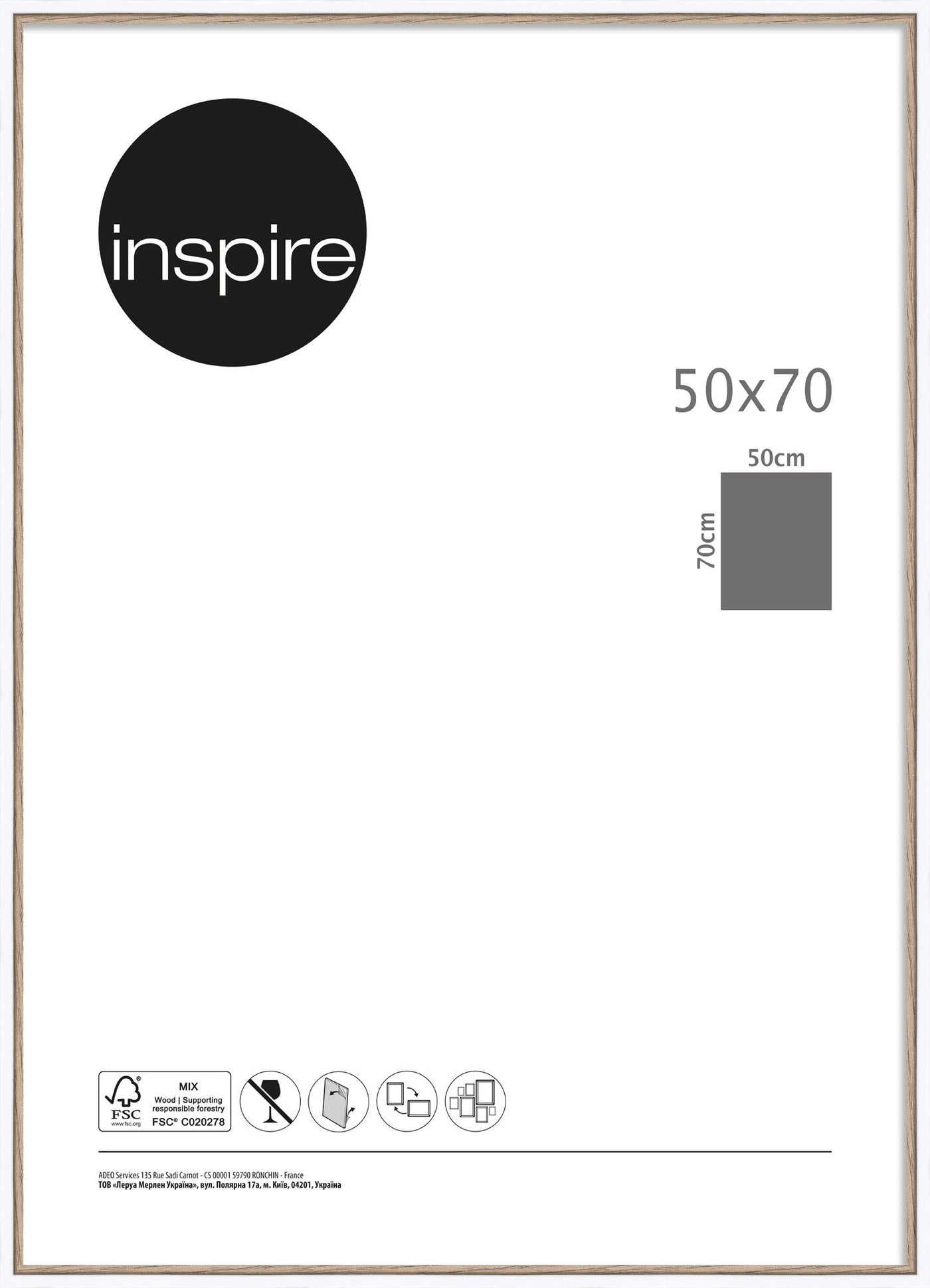 Unika 50x70 picture frame in white and natural wood