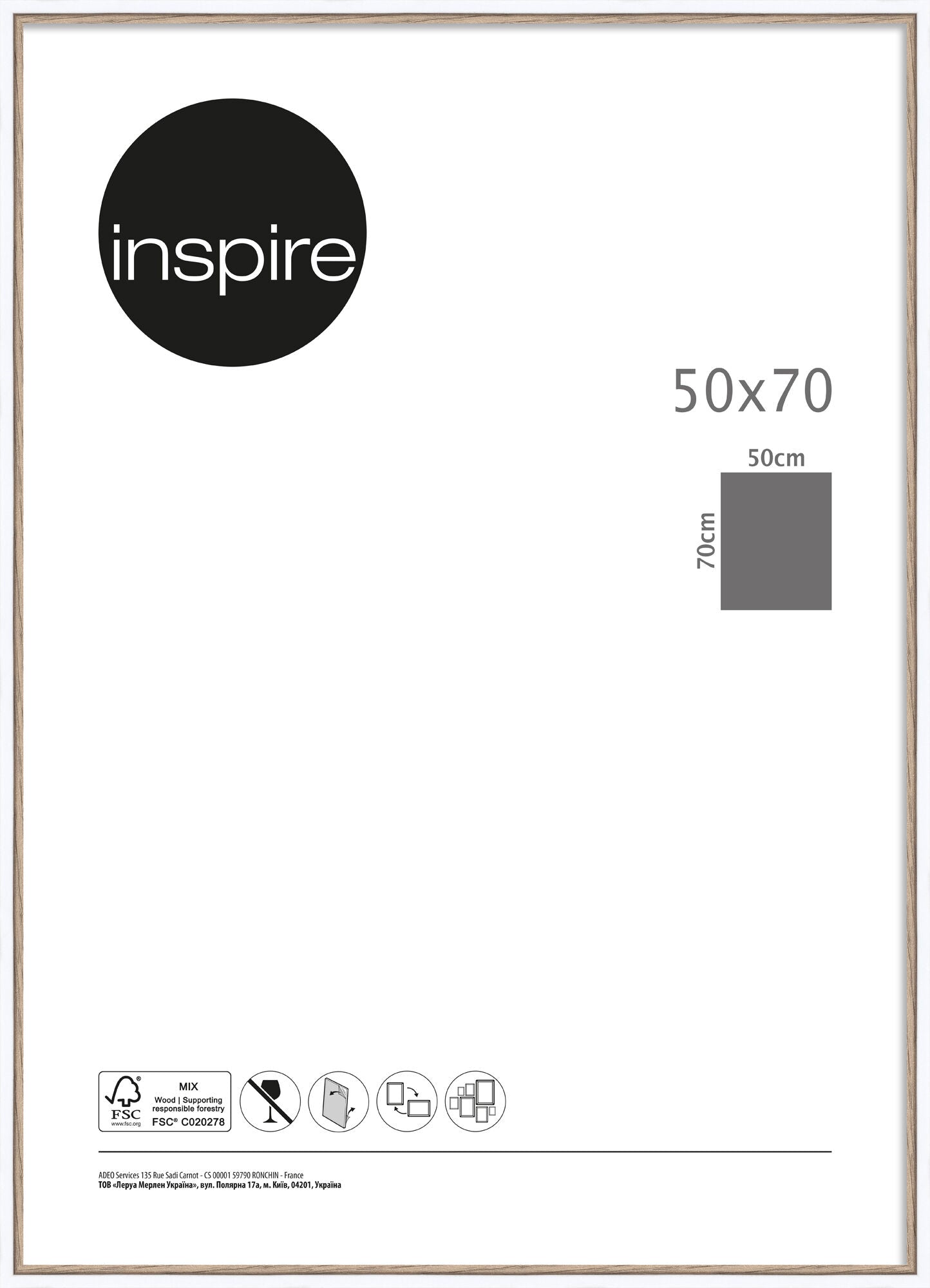 Unika 50x70 picture frame in white and natural wood
