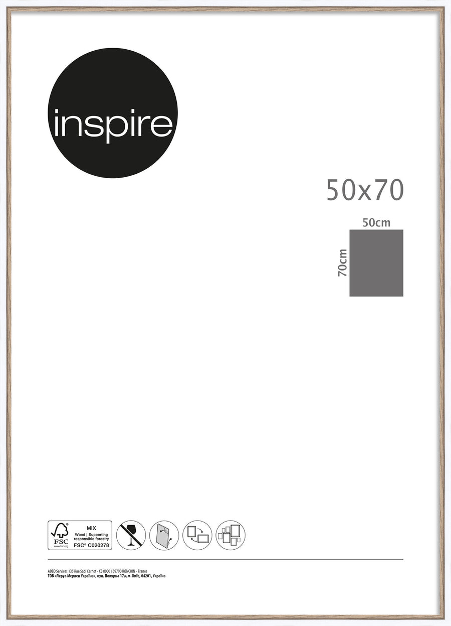 Unika 50x70 picture frame in white and natural wood