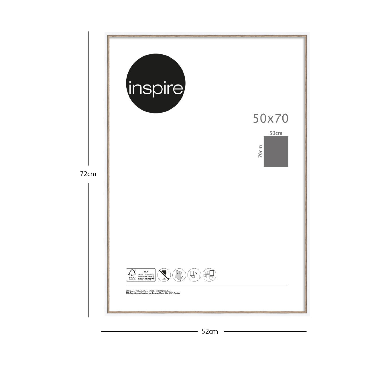Unika 50x70 picture frame in white and natural wood