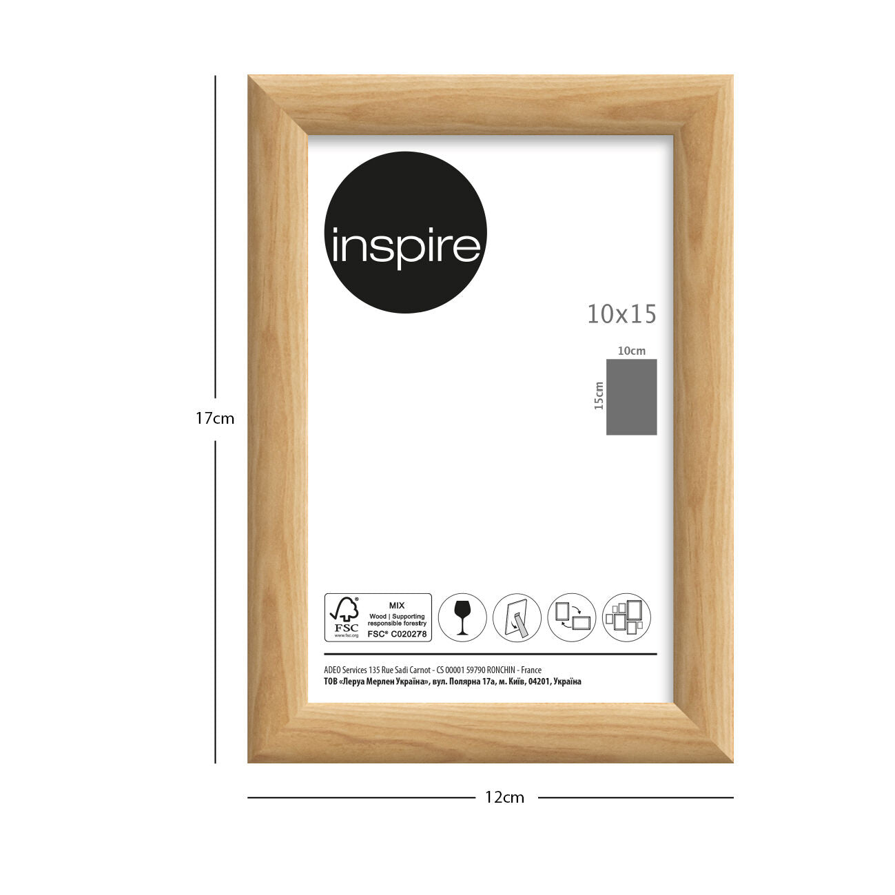 Bomberino frame, 10x15 cm, oak wood