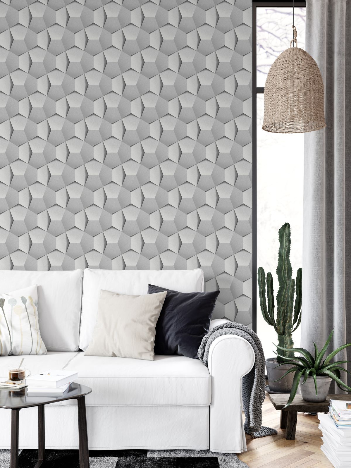 3D METALLIC CUBES WALLPAPER 53CMX10.5 MT