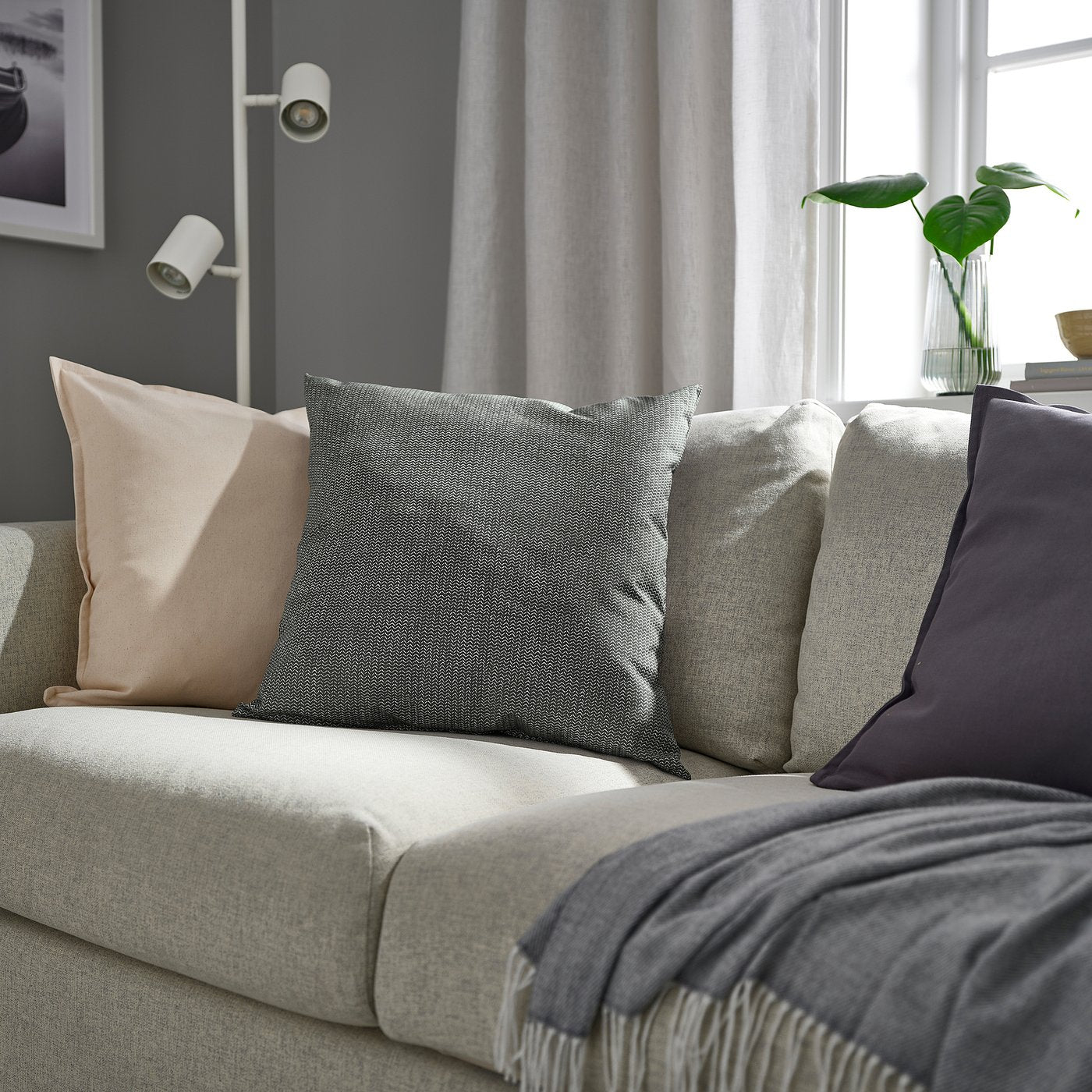 PROFETBLOMMA cushion, anthracite, 50x50 cm