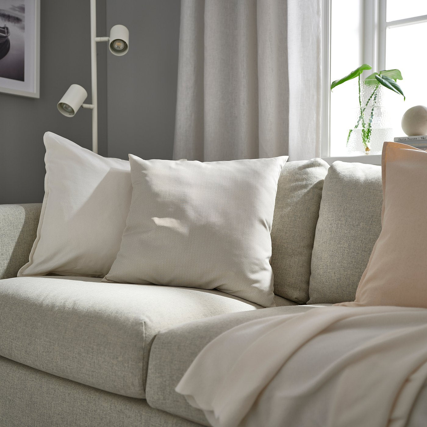 PROFETBLOMMA cushion, light beige, 50x50 cm