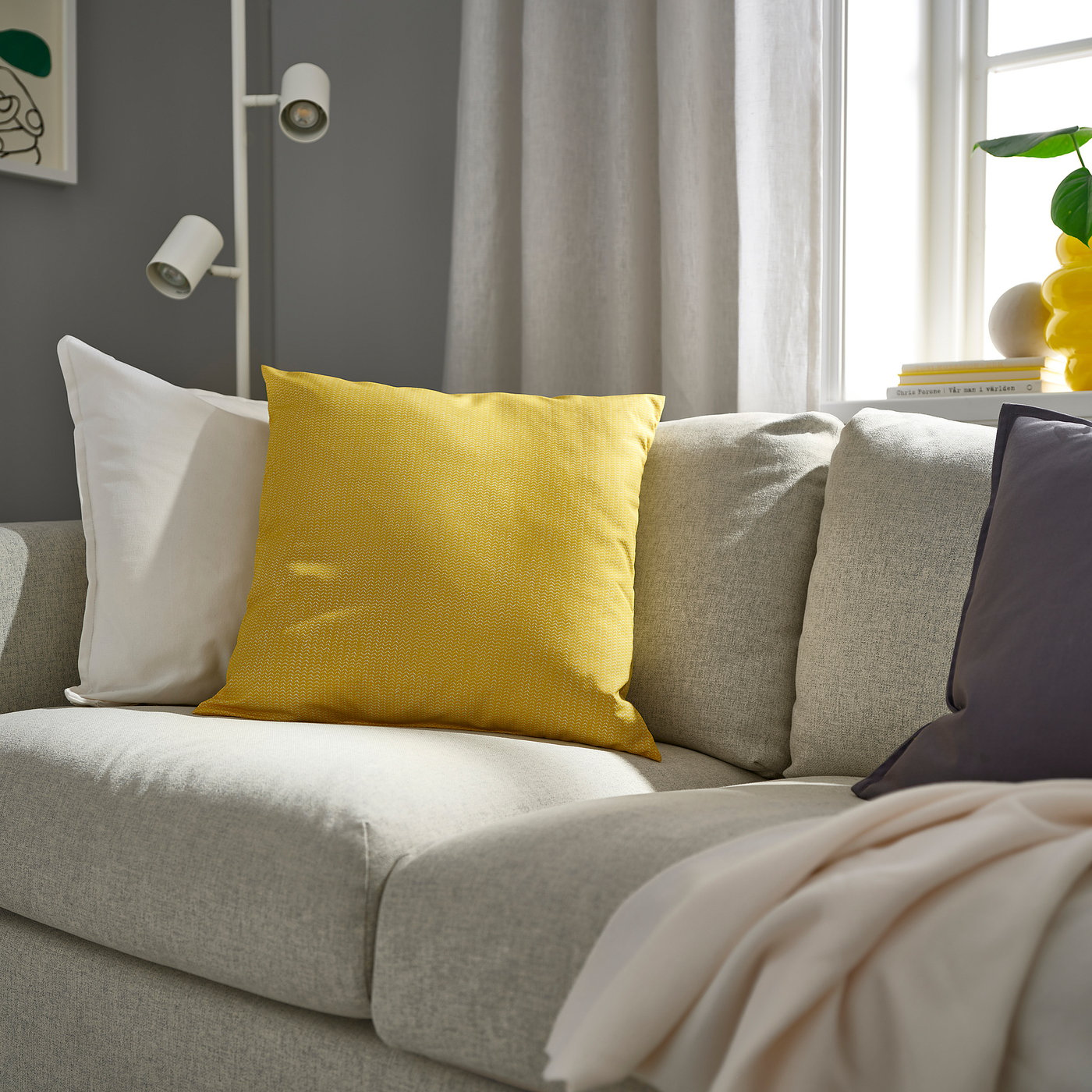 PROFETBLOMMA cushion, yellow, 50x50 cm