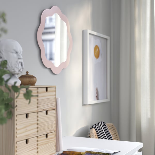 PRUNKHALLON mirror, light pink, 40 cm