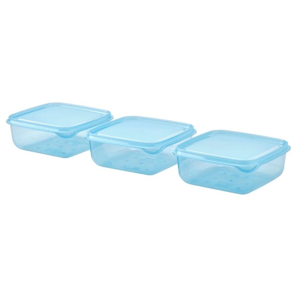 Ikea PRUTA - Container with lid, blue,0.6 l