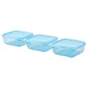 PRUTA food container with lid, blue, 14x14 cm, 3 pack