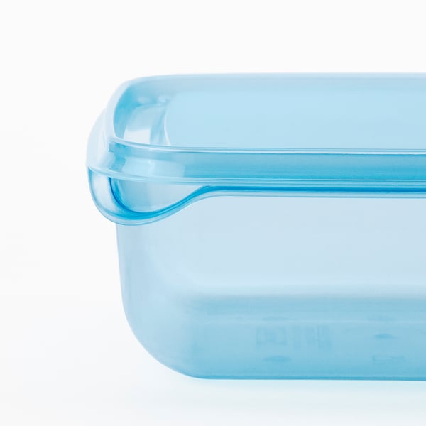 PRUTA - PRUTA Food container with lid, blue, 0.6 l