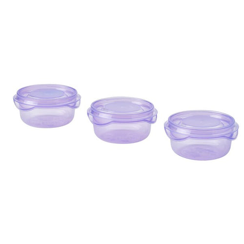 PRUTA food container with lid, lilac, 7 cm, 3 pack