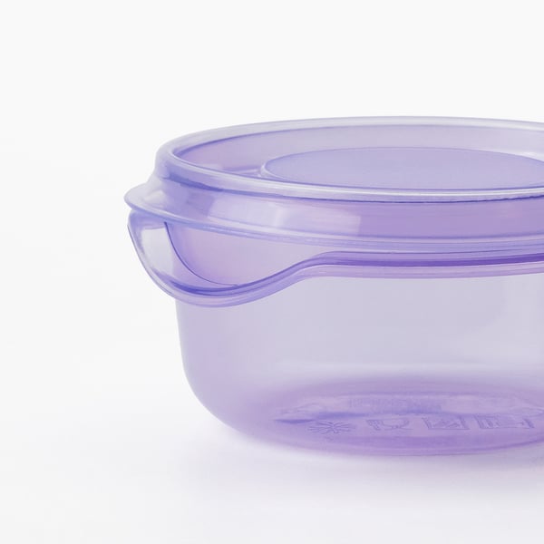 PRUTA food container with lid, lilac, 7 cm, 3 pack