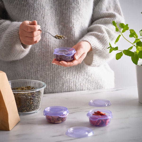 PRUTA food container with lid, lilac, 70 ml, 3 pack