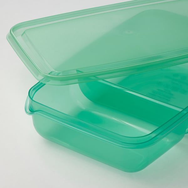 PRUTA sandwich container with lid, lilac/green, 22x14x5 cm, 2 pack