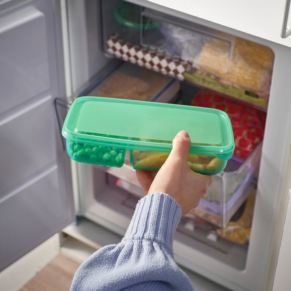 PRUTA sandwich container with lid, lilac/green, 22x14x5 cm, 2 pack