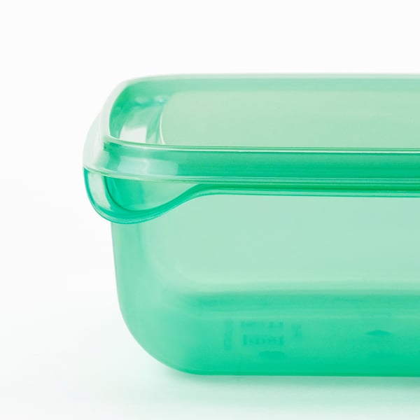 PRUTA food container with lid, set of 17, green