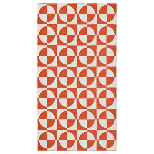 PUBLIKVÄRD rug, flatwoven, orange/circle pattern, 150x80 cm