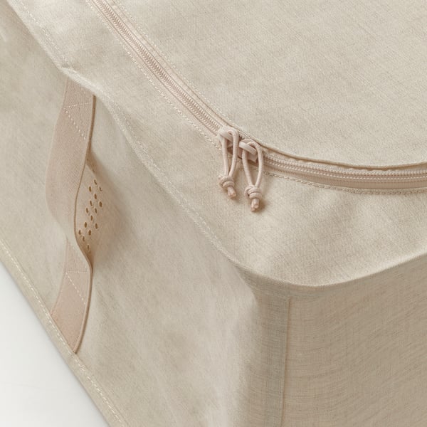PURRPINGLA storage case, textile/beige, 34x51x28 cm