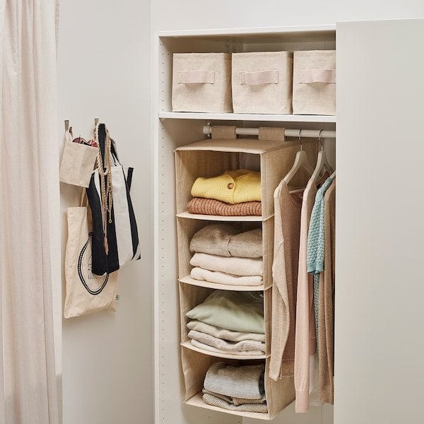 Ikea PURRPINGLA - Hanging storage w 4 compartments, textile/beige, 36x45x92 cm