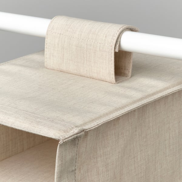 PURRPINGLA hanging storage w 6 compartments, textile/beige, 22x34x80 cm