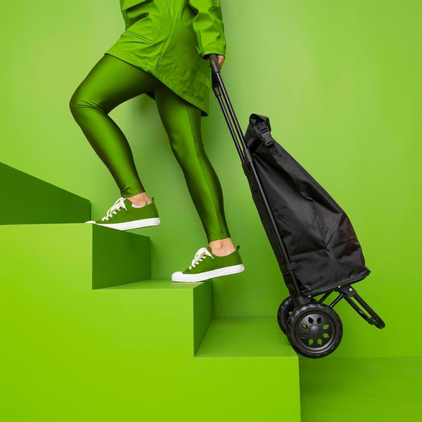 RADARBULLE shopping bag on wheels, black, 33x24x68 cm/38 l