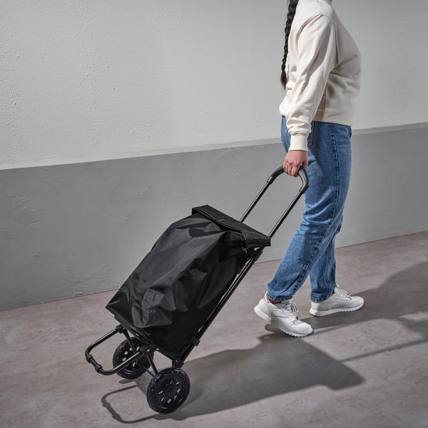 RADARBULLE shopping bag on wheels, black, 33x24x68 cm/38 l