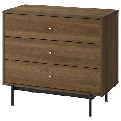 RÅDMANSÖ chest of 3 drawers, brown walnut effect