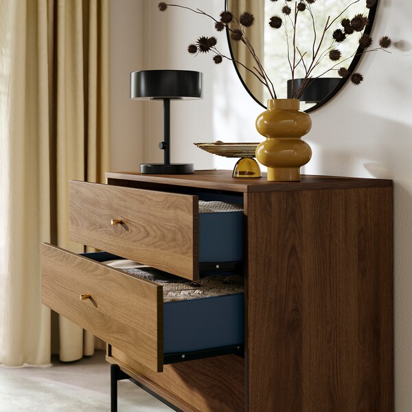 RÅDMANSÖ - Chest of 3 drawers, brown walnut effect, 90x48x81 cm