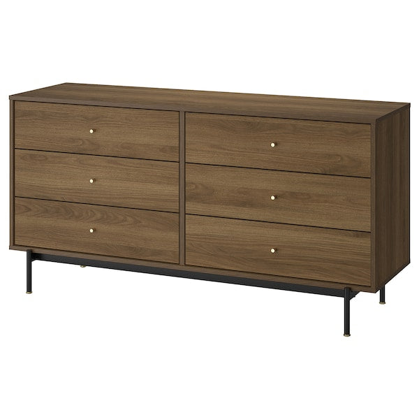 RÅDMANSÖ - Chest of 6 drawers, brown walnut effect, 159x48x81 cm