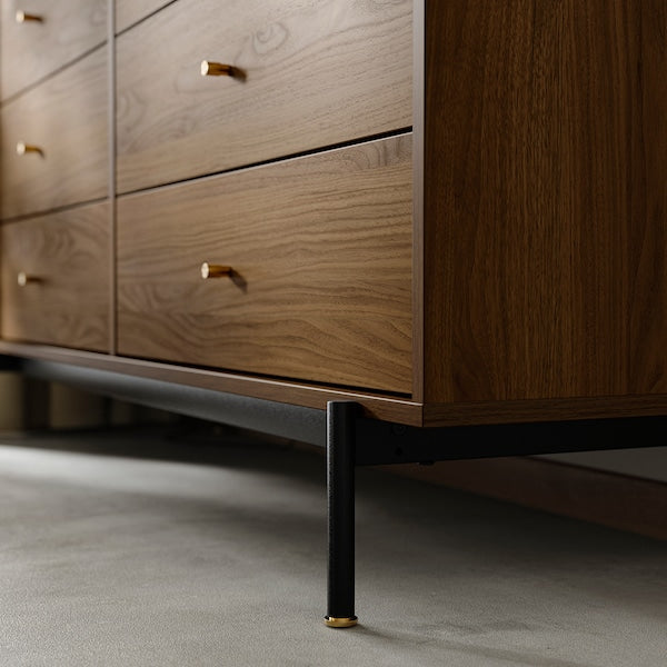 RÅDMANSÖ - Chest of 6 drawers, brown walnut effect, 159x48x81 cm