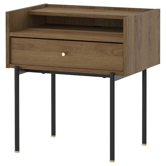 RÅDMANSÖ - Bedside table, brown walnut effect, 54x38x58 cm