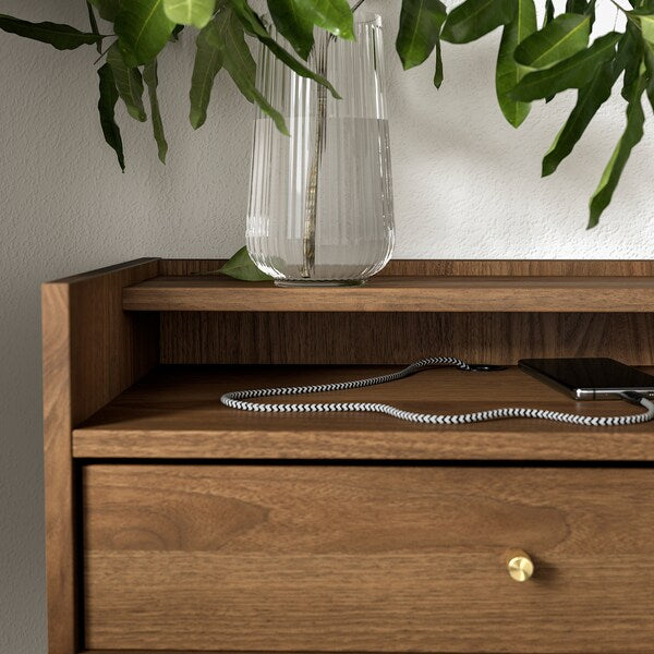 RÅDMANSÖ - Bedside table, brown walnut effect, 54x38x58 cm