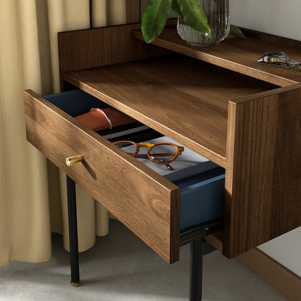 RÅDMANSÖ - Bedside table, brown walnut effect, 54x38x58 cm