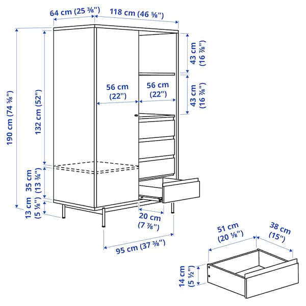 RÅDMANSÖ wardrobe, brown walnut effect, 118x64x190 cm