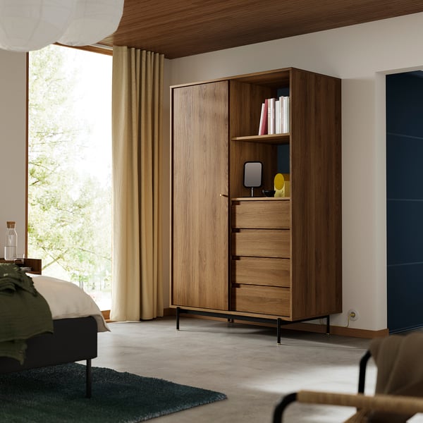 RÅDMANSÖ - RÅDMANSÖ Wardrobe, brown walnut effect, 118x64x190 cm