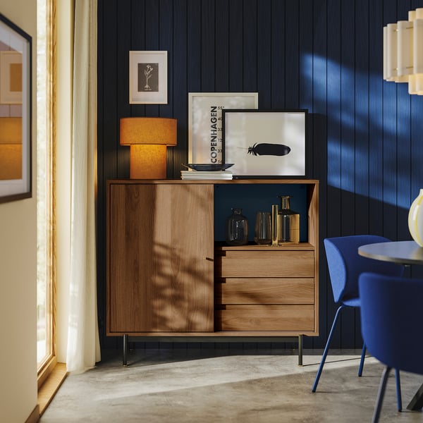 RÅDMANSÖ cabinet, brown walnut effect, 118x49x103 cm