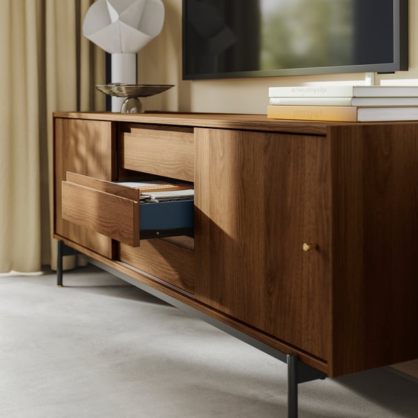 RÅDMANSÖ TV bench, brown walnut effect, 176x48x66 cm