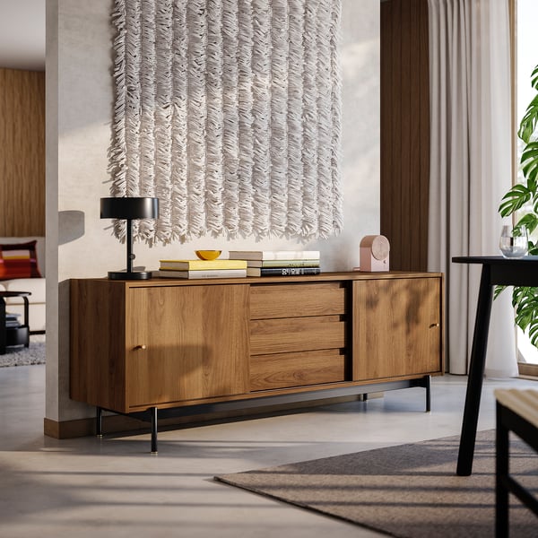 RÅDMANSÖ TV bench, brown walnut effect, 176x48x66 cm