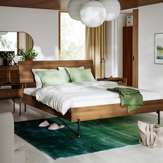 RÅDMANSÖ bed frame, brown walnut effect, 140x200 cm