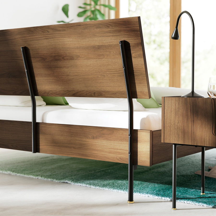 RÅDMANSÖ bed frame, brown walnut effect, 140x200 cm