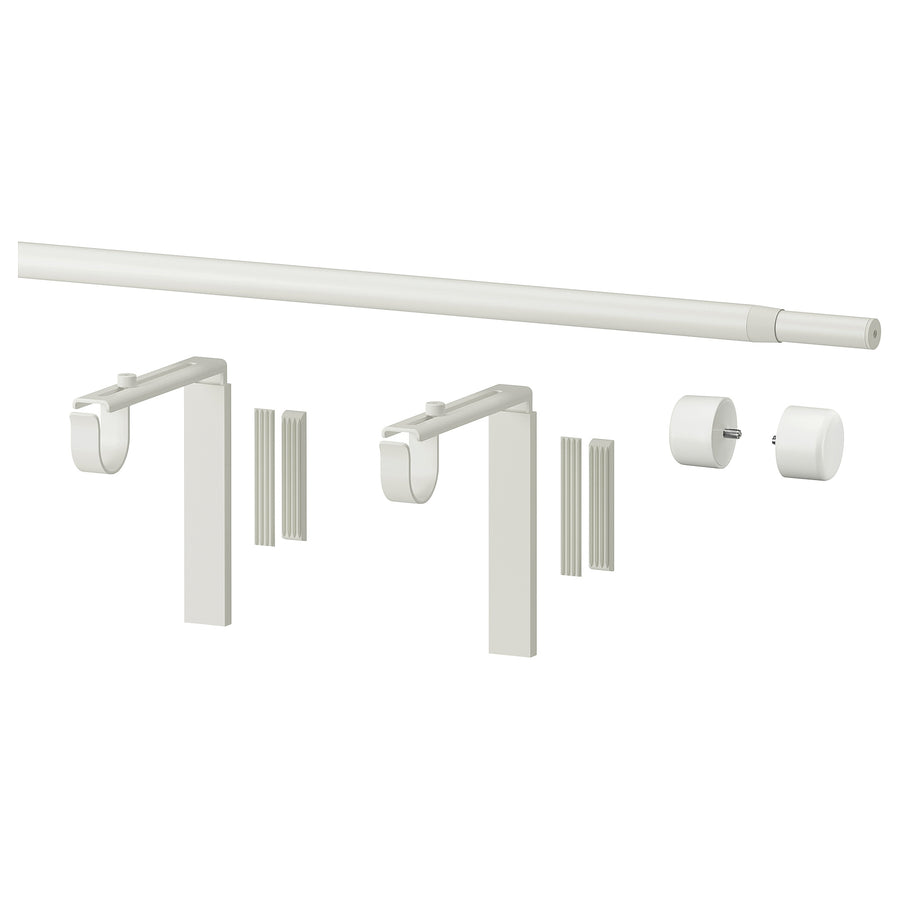 RÄCKA curtain rod combination, with wall/ceiling brackets/with finials white, 70 cm