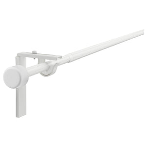 RÄCKA curtain rod combination, with wall/ceiling brackets/with finials white, 70-120 cm