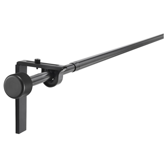 RÄCKA curtain rod combination, with wall/ceiling brackets/with finials black, 210-385 cm