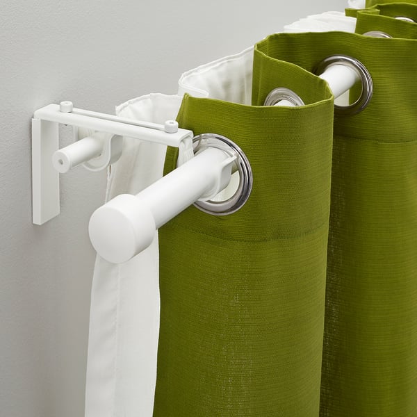 RÄCKA / HUGAD double curtain rod combination, white, 120-210 cm
