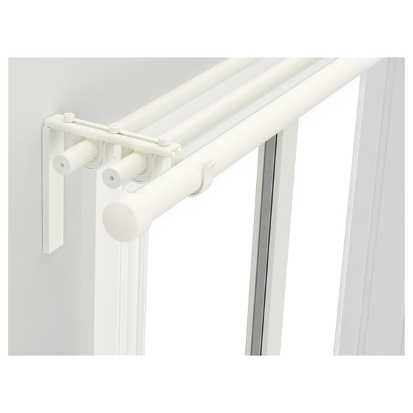 RÄCKA / HUGAD - RÄCKA / HUGAD Triple curtain rod combination, white, 120-210 cm