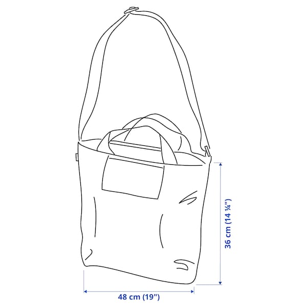 RÄCKLA - Folding bag, patterned/black white,48x36 cm/20 l