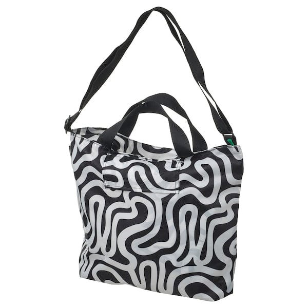 Ikea RÄCKLA - Bag, foldable, patterned/black white, 48x36 cm/20 l